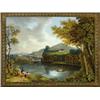 Image 1 : ENGLISH PORCELAIN RECTANGULAR PLAQUE 'THE RUIN'D FORTRESS', painted in colours with boys fishing...