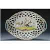 Image 1 : DERBY OVAL BASKET, the sides with pierced trelliswork applied with yellow mayflowers at the inter...