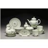 Image 1 : WORCESTER TEA SERVICE, each piece fluted and painted with green floral sprigs and gilt borders, c...