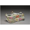 Image 1 : FLIGHT & BARR INKSTAND, of moulded scroll-edged oblong form, painted in colours with floral and f...