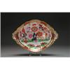 Image 1 : BARR, FLIGHT & BARR WORCESTER JAPAN FENCE PATTERN OVAL DISH, with lobed rim, painted in iron red,...