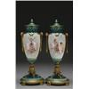 Image 1 : PAIR OF 'SEVRES' ORMOLU MOUNTED VASES AND COVERS, of ovoid form painted in colours with gilt bord...