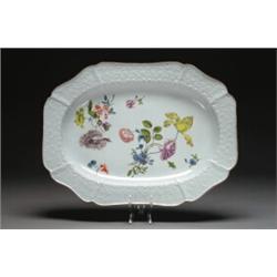 MEISSEN OCTAGONAL PLATTER, painted on the centre in colours with floral sprays, the brown line-ed...