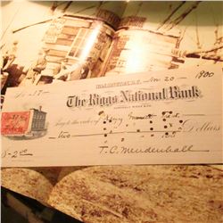 Nov. 20, 1900  The Riggs National Bank , Washington, D.C. with initialed Two Cent Documentary Stamp.