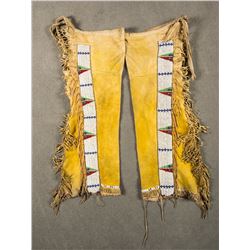 Southern Cheyenne or Arapahoe Tab Style Beaded Leggings, 36" long