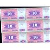 Image 2 : 1992 Bosnia 10D Crisp Unc Note 10pcs Scarce Sequential (CUR-007920)