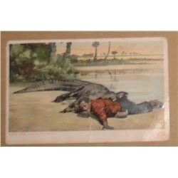 Black American fun postcard Free Lunch in The Jungle Black