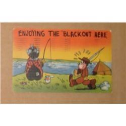 Indeed old an rare 1942 post dated Enjoying the "Blackout Here" Black Americana