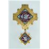 Image 1 : 19TH CENTURY 14K YELLOW GOLD BROOCH/PENDANT, set with 2 fine diamond-shaped micro-mosaic panels d...