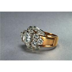 14K YELLOW GOLD ENGAGEMENT RING, set with a brilliant cut diamond (approx. 1.33ct.) surrounded by...