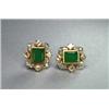 Image 1 : PAIR OF 18K YELLOW GOLD AND 14K WHITE GOLD STUD BACK EARRINGS, each bezel set with a rectangular...
