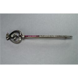14K YELLOW GOLD AND SILVER BAR PIN, set with 54 various old cut diamonds (approx. 0.87ct. total w...