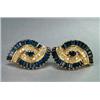 Image 1 : PAIR OF 14K YELLOW GOLD STUD BACK EARRINGS, each formed as intertwined curves and set with an ova...