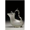 Image 1 : EARLY VICTORIAN SILVER MOUNTED FROSTED GLASS WINE EWER, in the form of a stylised ancient Greek a...