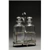 Image 1 : GEORGE III SILVER CRUET STAND, of rectangular form with canted corners fitted with two cut glass...
