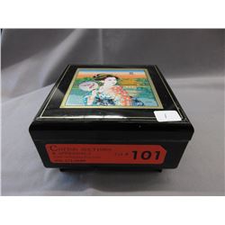 Japanese motif lacquered musical box & contents