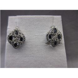 New - Diamond & Sapphire Cluster Earrings