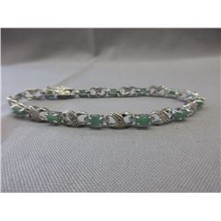 12 Oval Cut Emerald & Diamond Tennis Bracelet