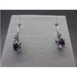 New - Amethyst & Diamond  Lever Back Earrings
