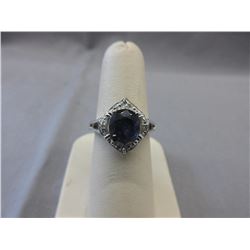 1.5 CT Oval Iolite Ring w/ 4 Surrounding Diamonds