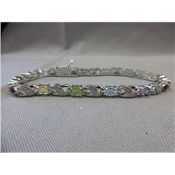 6.50 CTW Multi-gemstone & Diamond Tennis Bracelet