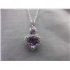 Image 1 : Double Heart Amethyst & Diamond Pendant with Chain
