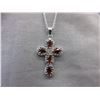 Image 1 : 1.25 CTW Diamond & Garnet Cross Necklace