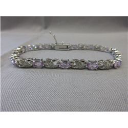 12 Oval Amethyst & Diamond Tennis Bracelet