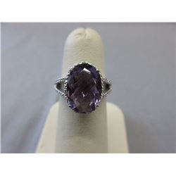 Oval "Checkerboard Cut" Amethyst Ring