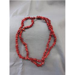New - 32" Red Sea Coral Gemstone Necklace