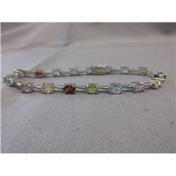 Sterling Silver - Multi-Gemstone Tennis Bracelet