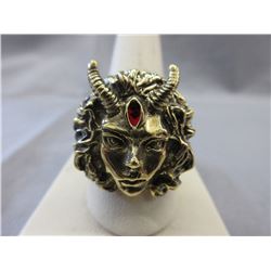 Solid Bronze Cast "Lady with Horns" Ring