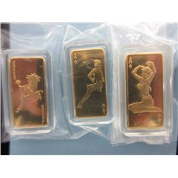 3 x .999 Gold Clad Pin Up Girl Collector Art Bars