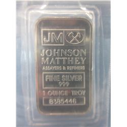.999 Fine Silver Johnson Matthey Bar
