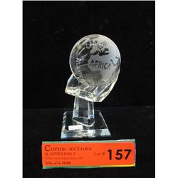 Crystal world globe on crystal stand