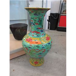 Colourful glazed pottery floor vase