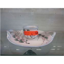 Glazed pottery dish with center bowl