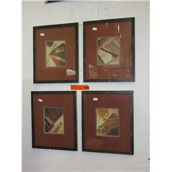 4 Cigar themed framed pictures - used