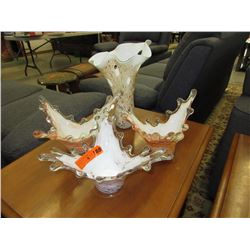 Art glass vase & dishes