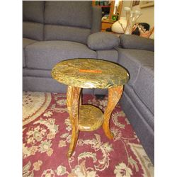 Carved wood accent table - used
