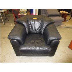 Black bonded leather arm chair - used