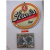 Image 1 : Cardboard "Stroh's" sign & foil map