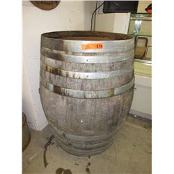 Large wood barrel - metal banded