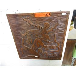 Carved wood wall plaque