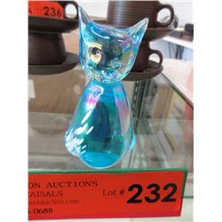 Blue art glass cat
