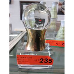 2.5" Crystal globe on stand - used