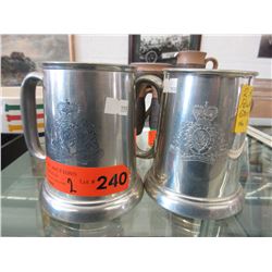 2 RCMP pewter beer steins - 1960s