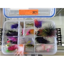 Box of feathered fishing flies