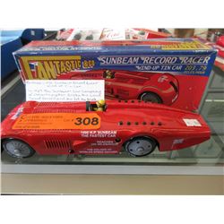 Vintage "Sunbeam Record Racer" wind-up tin toy