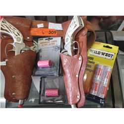 Rare - Vintage "Hubley" cap guns with holsters
